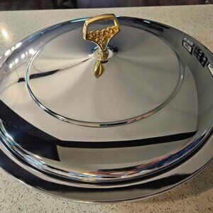 Vintage 1960's Kromex Chrome Pie Plate Server Giftware - BRAND NEW